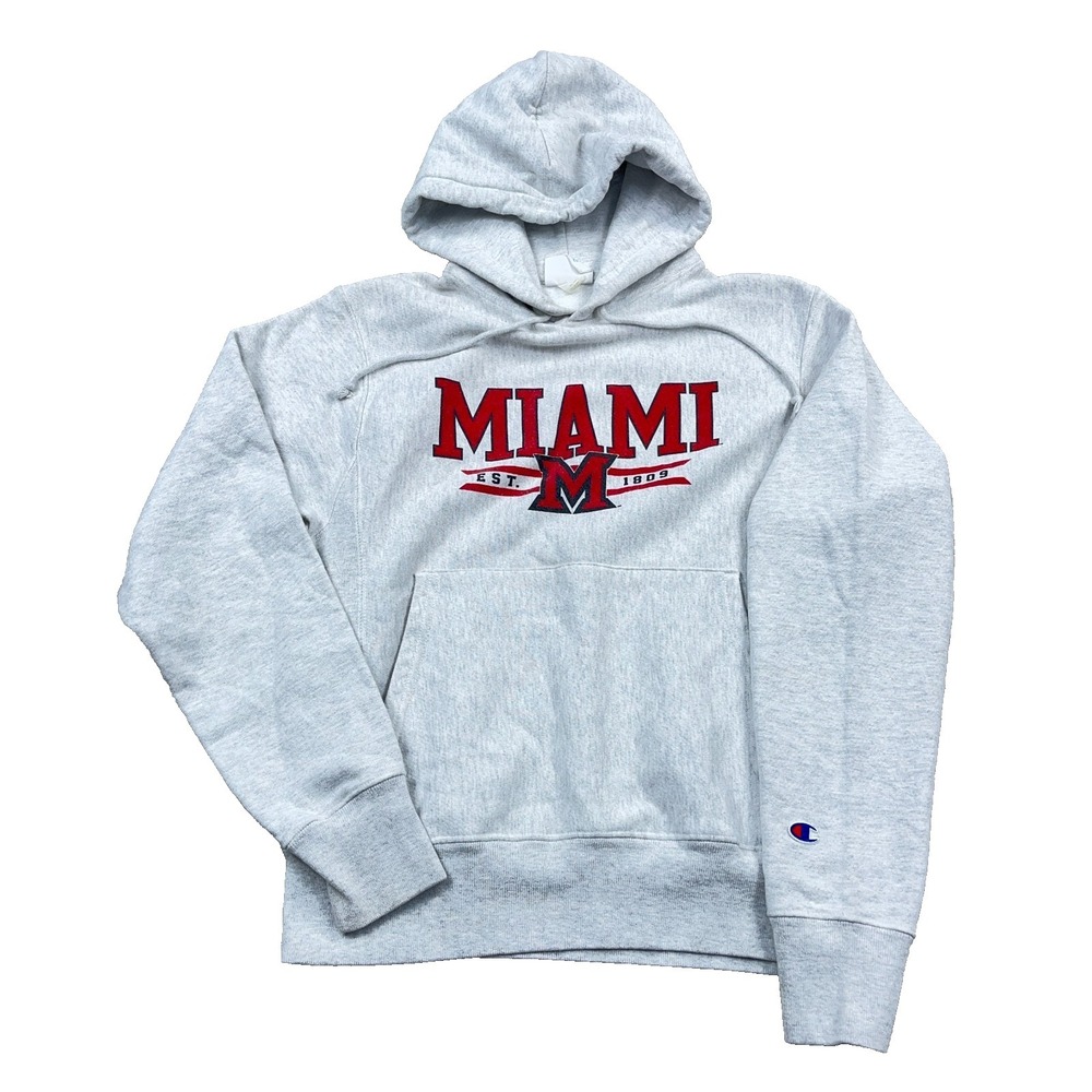 Miami Ohio Redhawks Hoodie Men Small Champion Reverse Weave Sweatshirt Retro *